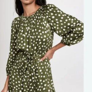Velvet by Graham & Spencer Kenia Olive Polka Dot Dress XS